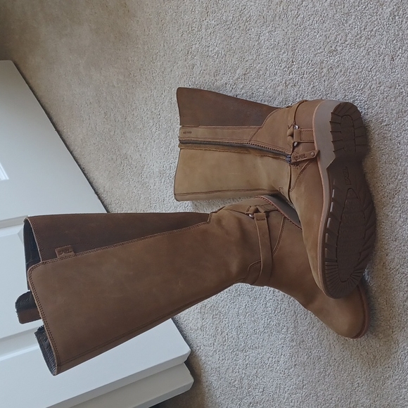 TEVA Suede Leather knee high boots Tan SZ 7.5 Quslity Equestian vibe Lole new - Picture 5 of 5